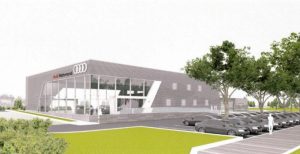 A rendering of the dealership included in county filings. 
