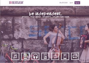 A screen capture of Beatgasm's website.