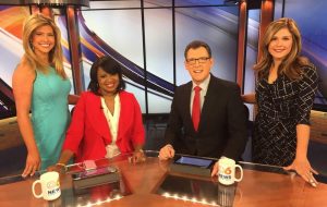 The morning news team, from left: Nikki-Dee Ray, Reba Hollingsworth, Rob Cardwell and Kristen Luehrs. (Courtesy WTVR)