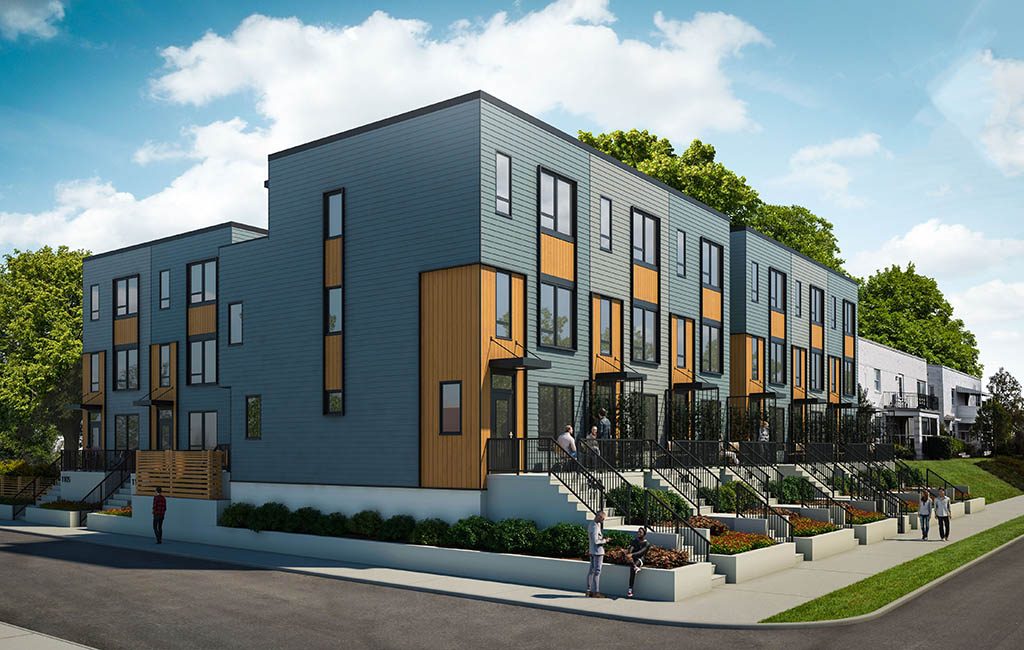Construction on The Meridian, an eight-unit development at North Thompson Street and Cutshaw Avenue, is set to begin in March. (Rendering courtesy RenderSphere)