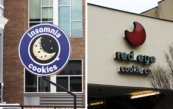 Insomnia Cookies and Red Eye Cookie Co. have stores on opposite sides of West Grace Street.