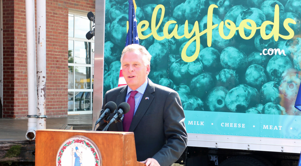 Gov. Terry McAuliffe speaks at the Relay Foods announcement event in September.