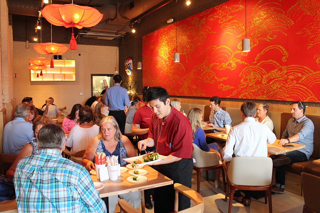 Crowds at Chang's soft opening in Scott's Addition last week. 