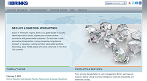 A screenshot of the Brink's Co. website.