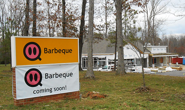 The in-progress Q Barbeque location at 13800 Fribble Way. (Photo by David Larter)