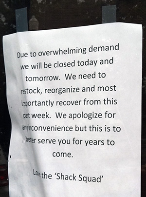 Sugar Shack closed temporarily to "restock, reorganize and most importantly recover." (Photo by Michael Schwartz)