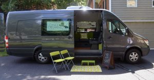 The store operates out of a converted Mercedes Sprinter.