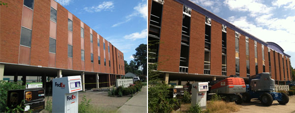 Before and after: The building at 4900 Augusta Ave. (Photos by Michael Schwartz)