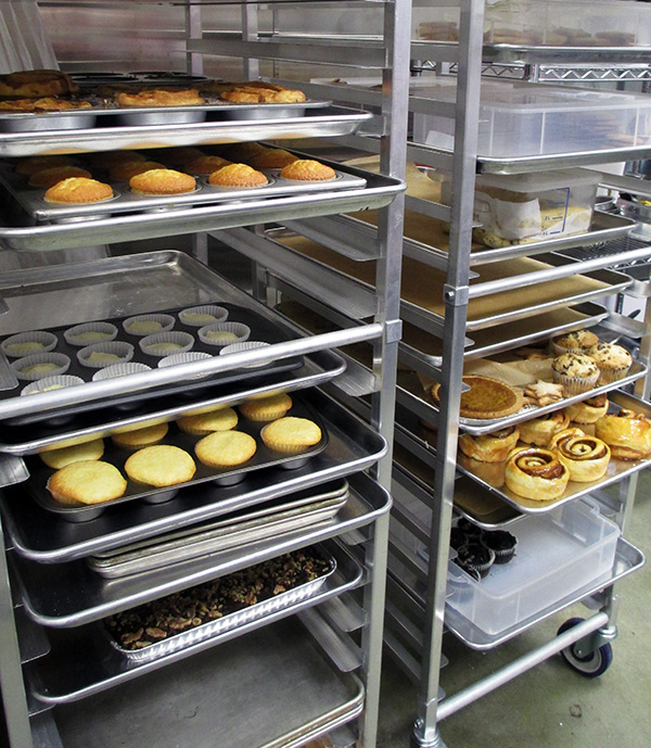 The bakery offers pies, pastries, bread and cakes.