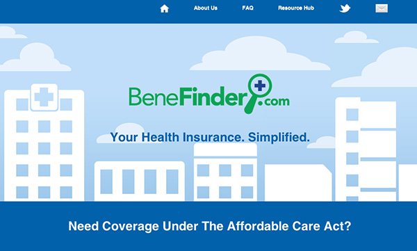 A screenshot of BeneFinder's homepage.