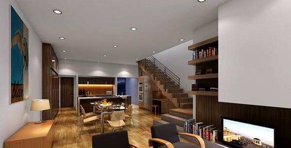 A rendering of the row house interior. 