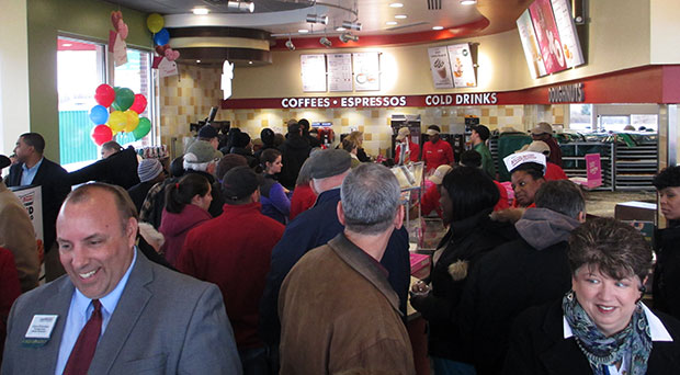 Krispy Kreme's opening drew about 700 customers in five hours. (Photos by Burl Rolett)