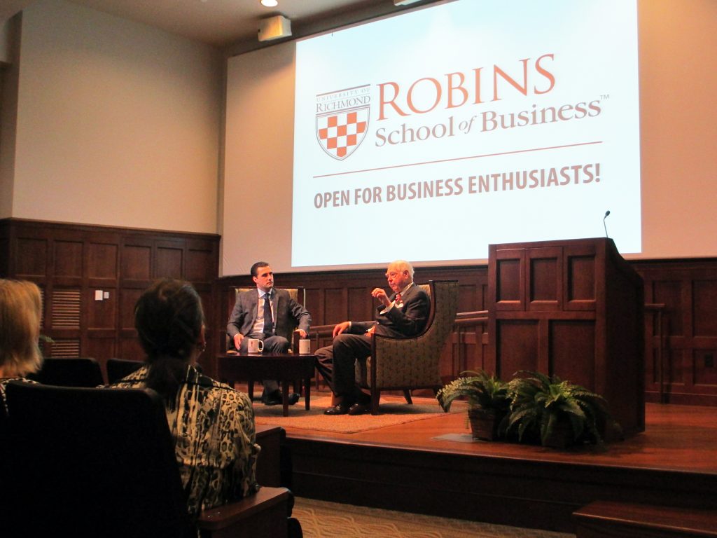 Bill Goodwin participated in UR's C-Suite Conversation guest speaker series on Thursday. Photos by Jonathan Spiers.