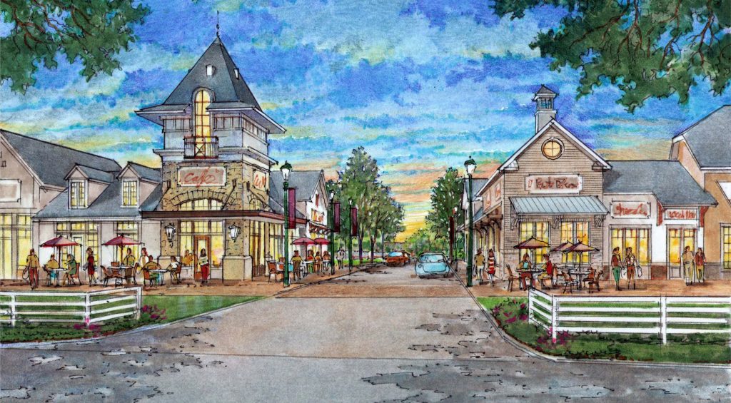 A local developer is planning an English village-style development in Mechanicsville. Images courtesy of Edge Development Partners.