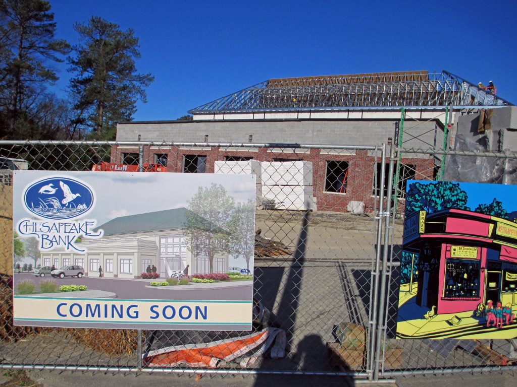 Chesapeake Bank has work underway at its first local branch. Photo by Jonathan Spiers.