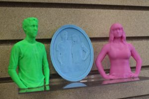 Caswell and Laird 3-D printed figures of themselves. 