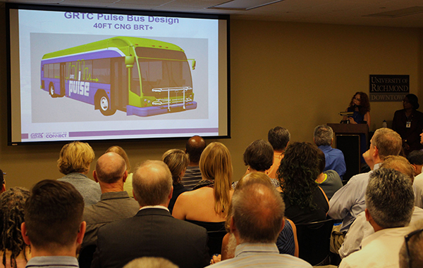 Carrie Rose Pace presents GRTC's new bus line plan at a Monday meeting. Photos by Michael Thompson.