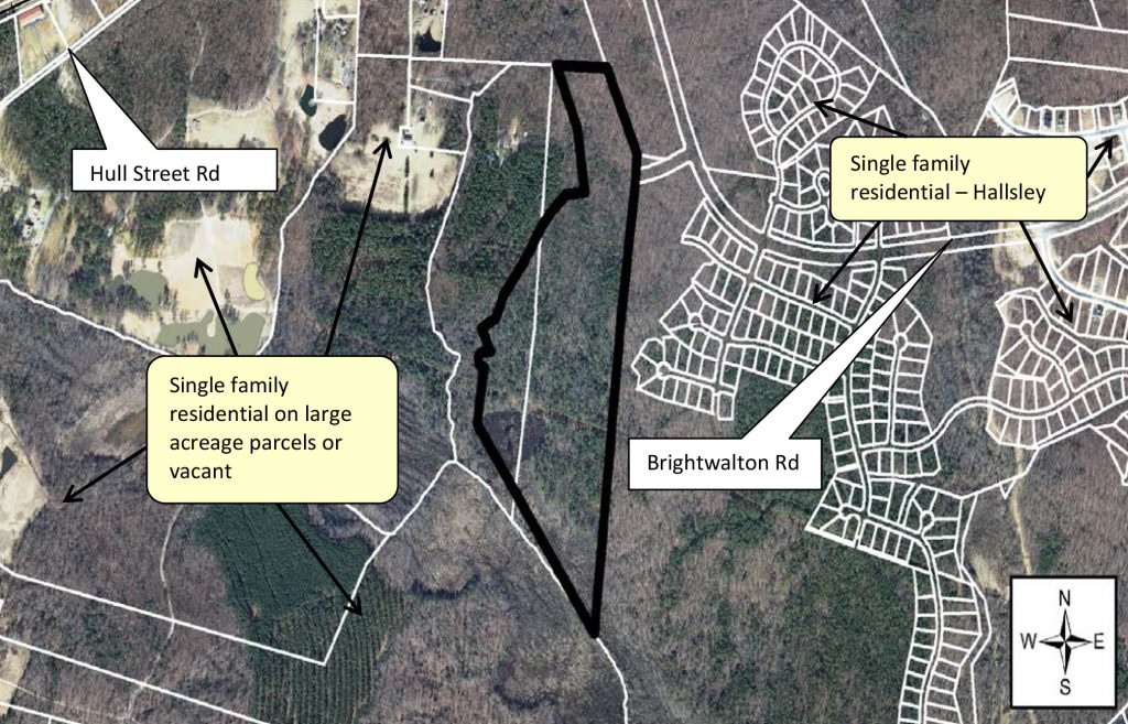 A new stretch of land could soon be added to the Hallsley development. Image via Chesterfield County planning staff report.