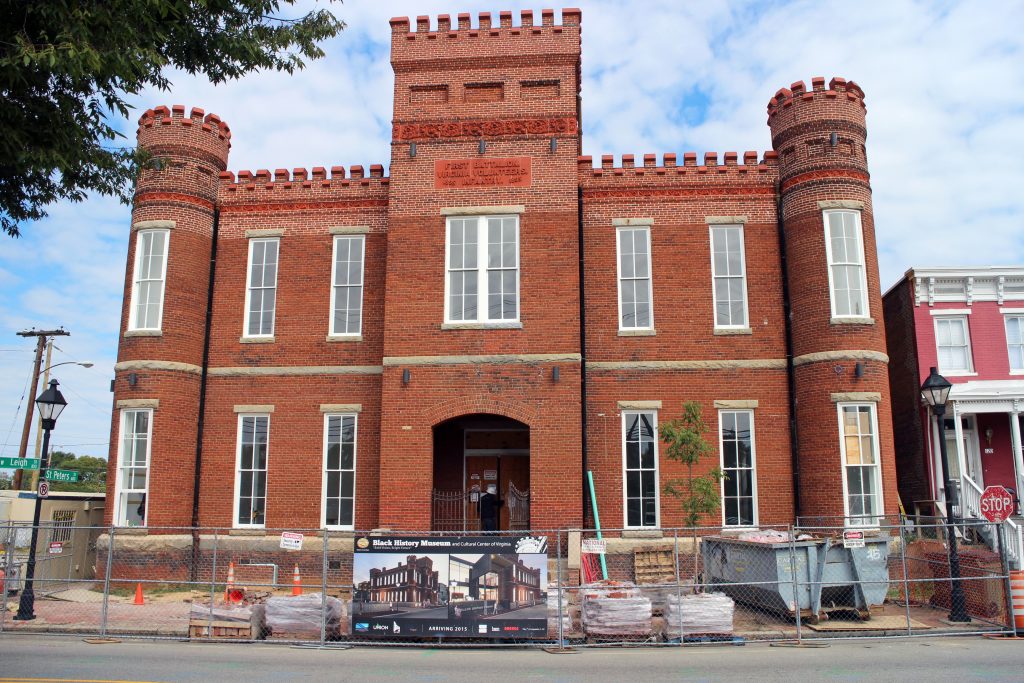 Construction work is in full swing at the Leigh Street Armory building, the future home of the Black History Museum. Photo by Katie Demeria.