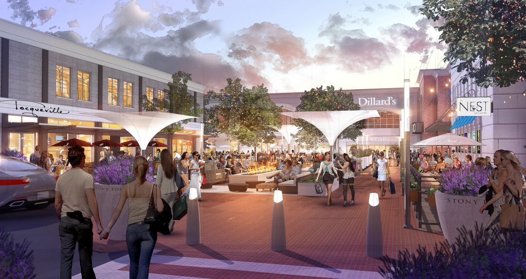 The Stony Point shopping center is upgrading its outdoor spaces. Renderings courtesy of Starwood. 