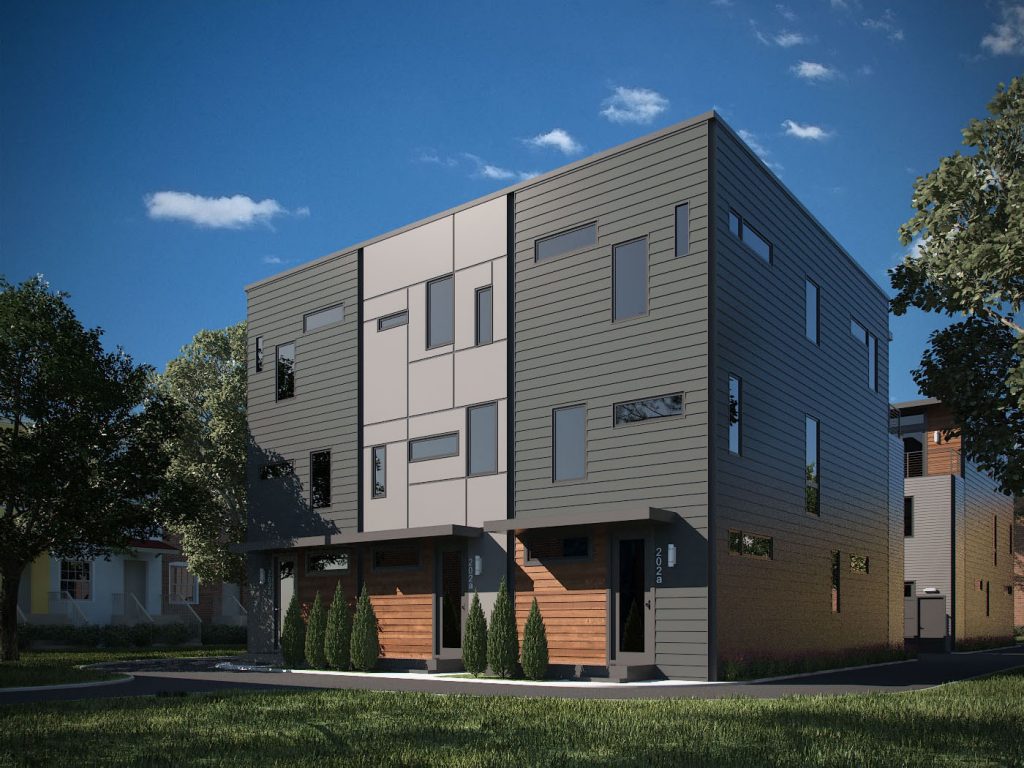 Modern new town houses are set to be built in the Fan. Rendering courtesy of Patrick Sullivan.