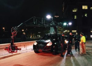 The crew used a rig called the ultimate arm to capture driving shots around the city. 