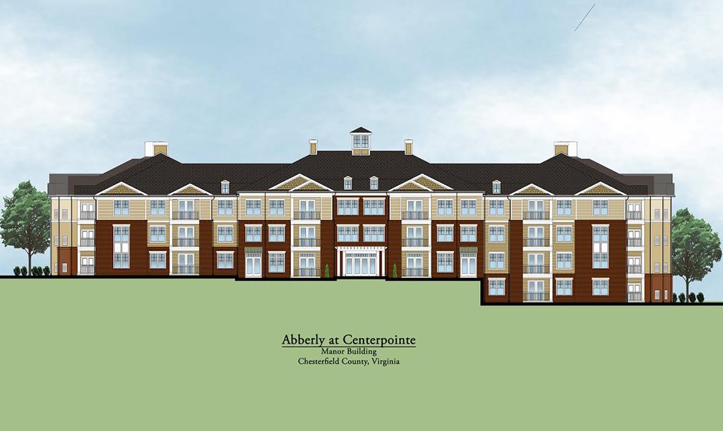 A rendering of one of the upcoming buildings at Abberly at Centerpointe. (Courtesy HHHunt)