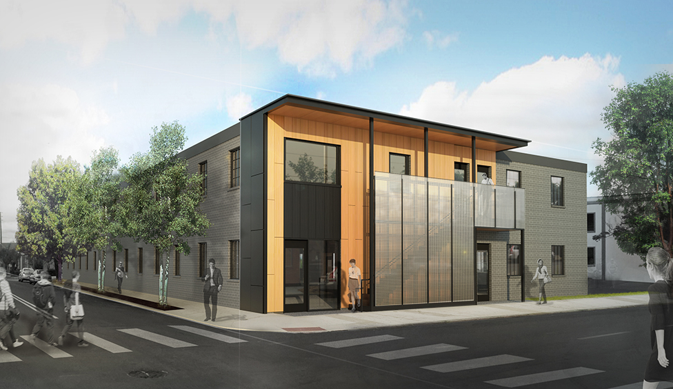 A rendering of the planned 16,000-square-foot building at the corner of W. Marshall St. and High Point Avenue.