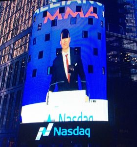 After years of growth, Butler-Au attended the closing bell ceremony at Nasdaq in Times Square. (Courtesy of Butler-Au)