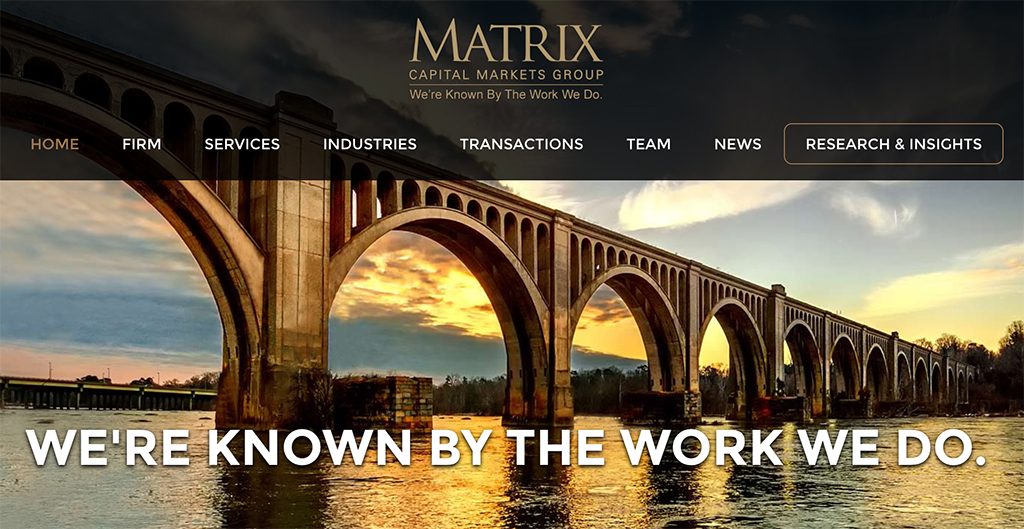 A screenshot of the Matrix website.