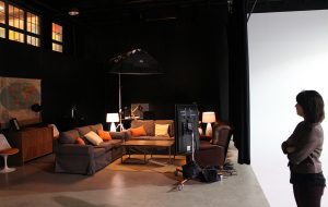The studio's "video village" space where clients can view shoots, complete with a kegerator. (Jonathan Spiers)