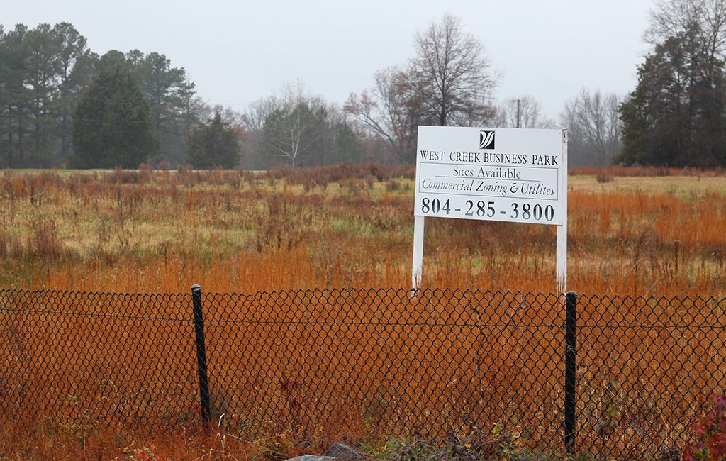The site of the former Oak Hill Golf Course, where a barn and two silos were razed to make way for a planned retail component for West Creek Business Park. (Jonathan Spiers)