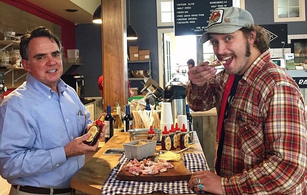 Founder Ames Russell (left) and Tyler Trainum of Autumn Olive Farms. (Courtesy Ames' Hot Southern Honey)