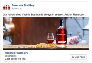 Part of Barber Martin Agency's Facebook campaign for Reservoir Distillery.