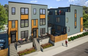 Plans call for each unit to total 1,800 square feet and include a rooftop deck, open floor plan and off-street parking. (Rendering courtesy RenderSphere)