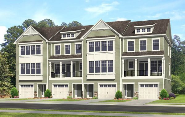 A rendering of HHHunt's planned three-story townhomes 10700 Ridgefield Parkway. (Courtesy HHHunt)