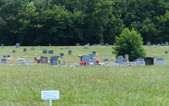 Evergreen Cemetery grassy field 1