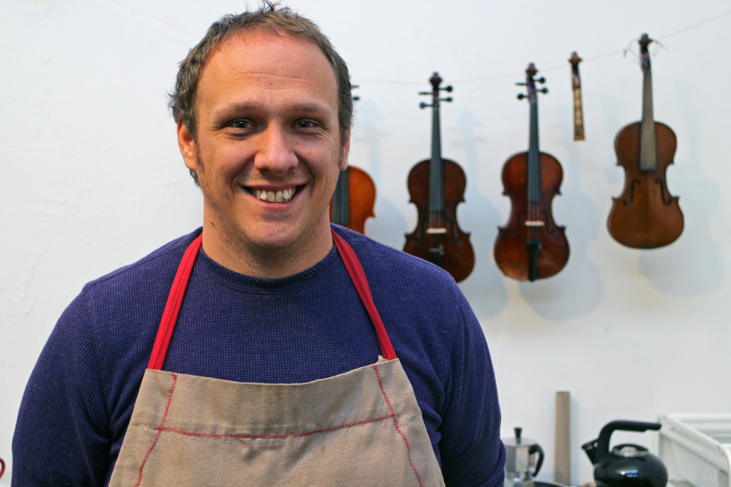 Adam Birce opened a violin repair shop in Manchester. Photos by Michael Thompson.