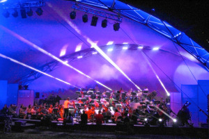 The symphony hopes to buy this 80-foot-wide performance tent. 